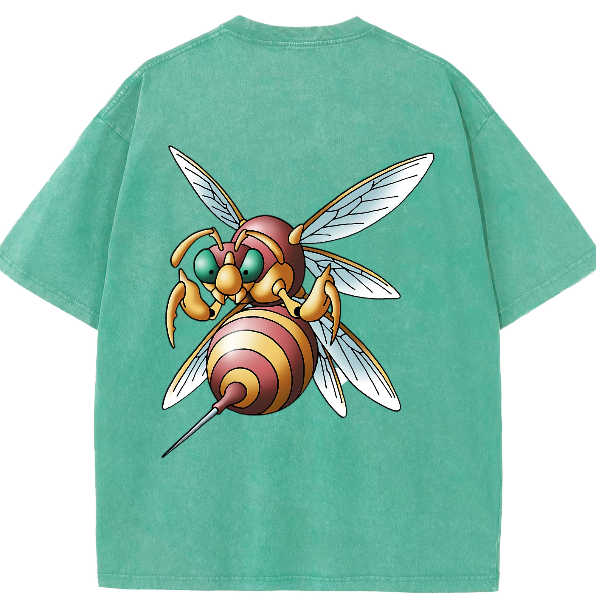 （画像用） ドラゴンクエスト Doragon Kuesuto Dragon Quest 綿100% ヴィンテージ風 半袖Tシャツ（背面プリント）